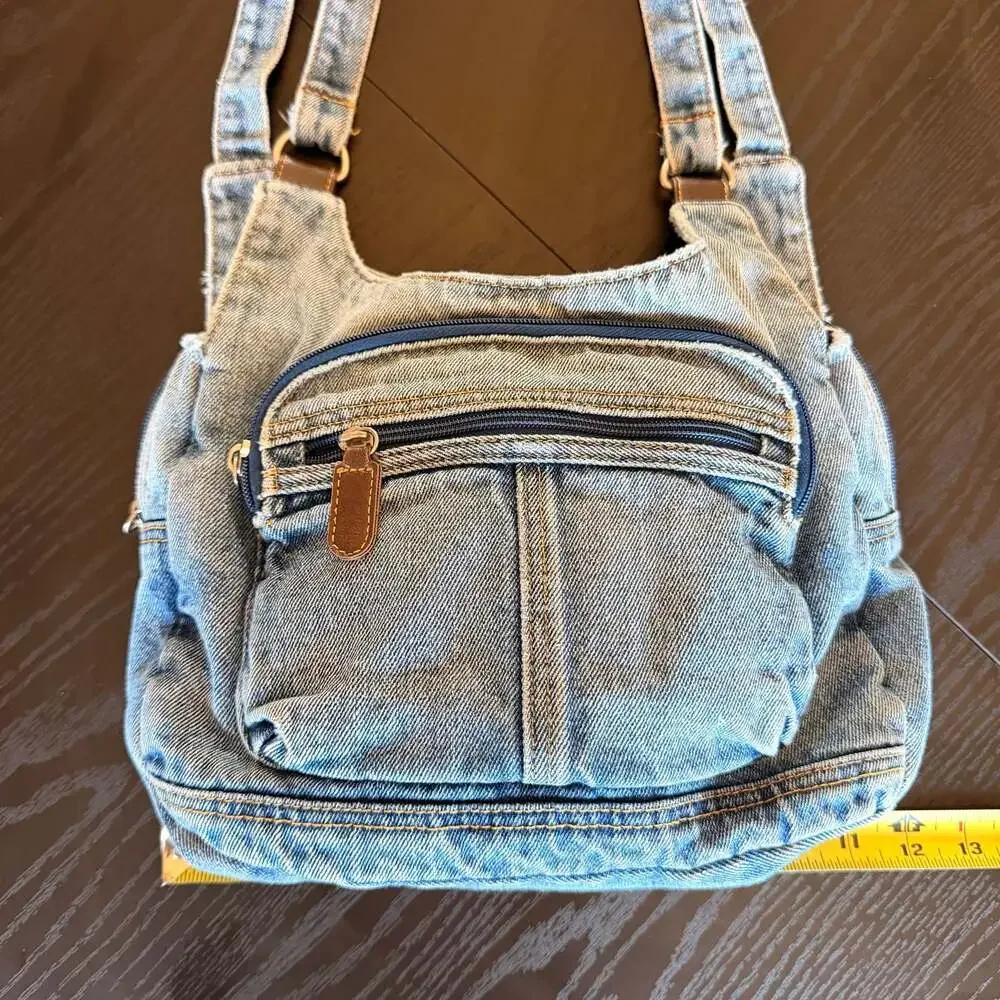 Vintage Y2K Denim Multi-Pocket Hobo Shoulder Bag